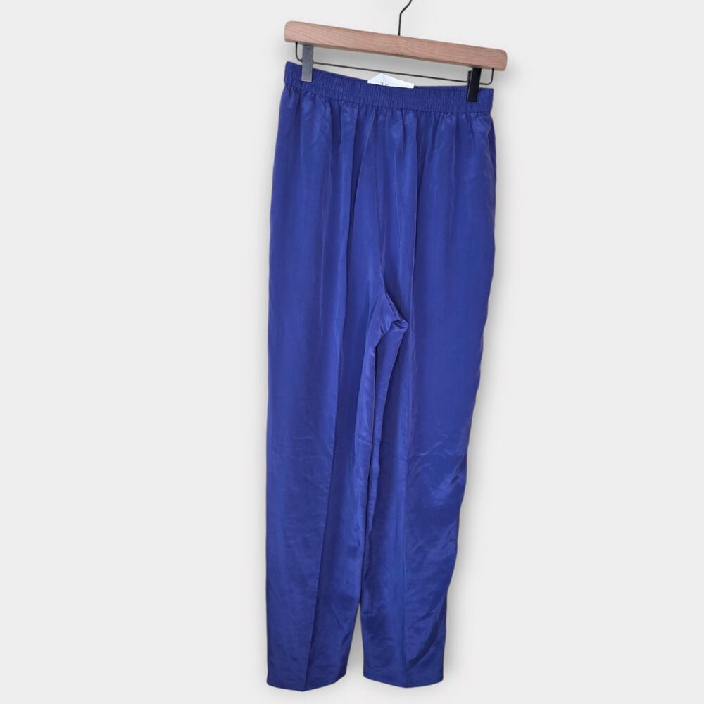 NEW VTG Diane Von Furstenberg Silk Assets Purple Straight Leg Pants Women's Med